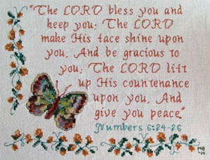 The LORD Bless You stitched by Missy Brobst